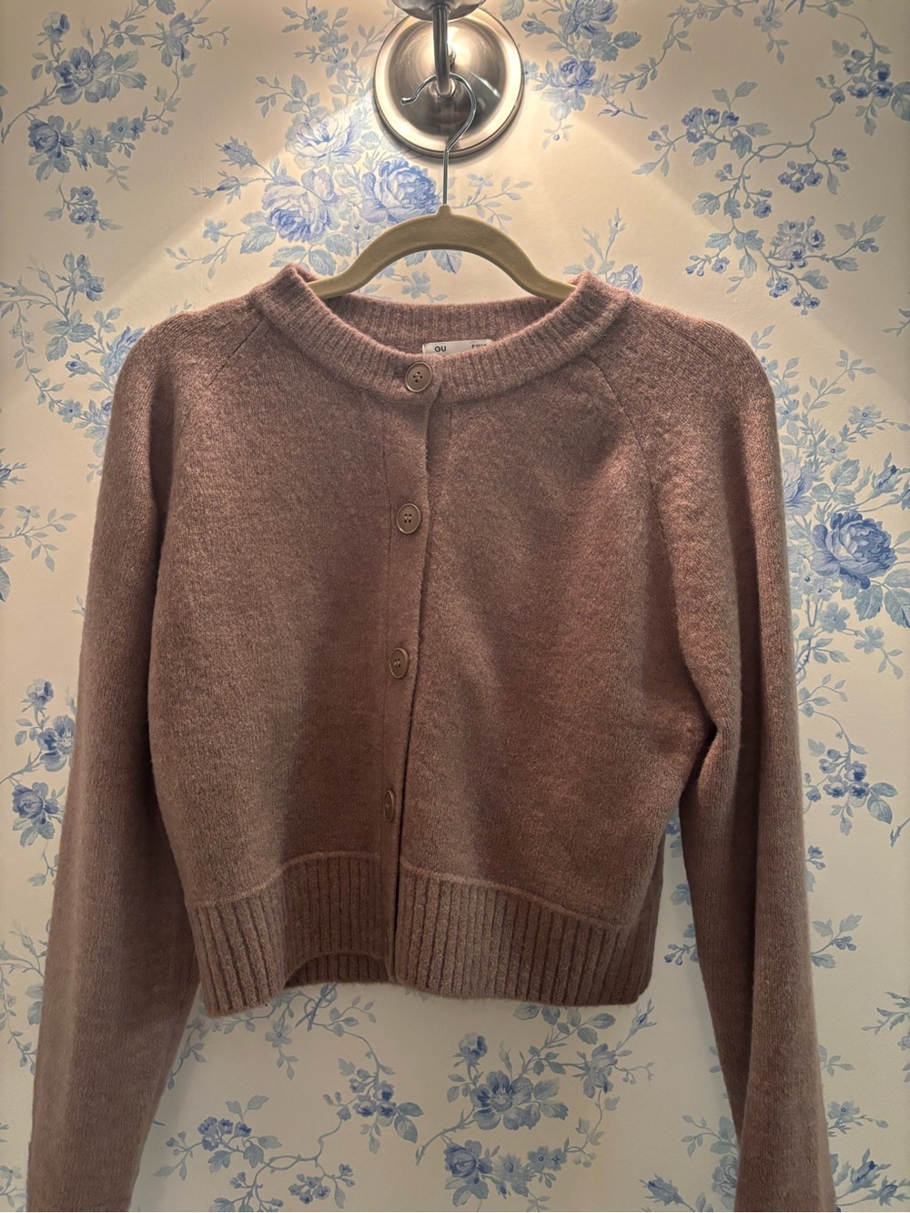 Women’s Button-Front Cropped Sweater Cardigan - Tan/Beige